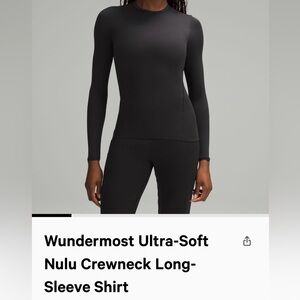 Lululemon Wundermost nulu crew neck  small black long sleeve.